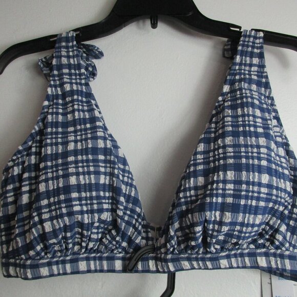 Time and Tru Bikini Top Womens XL Multi Seersucker Stretch Tie Shoulder Mid Rise - Picture 10 of 11